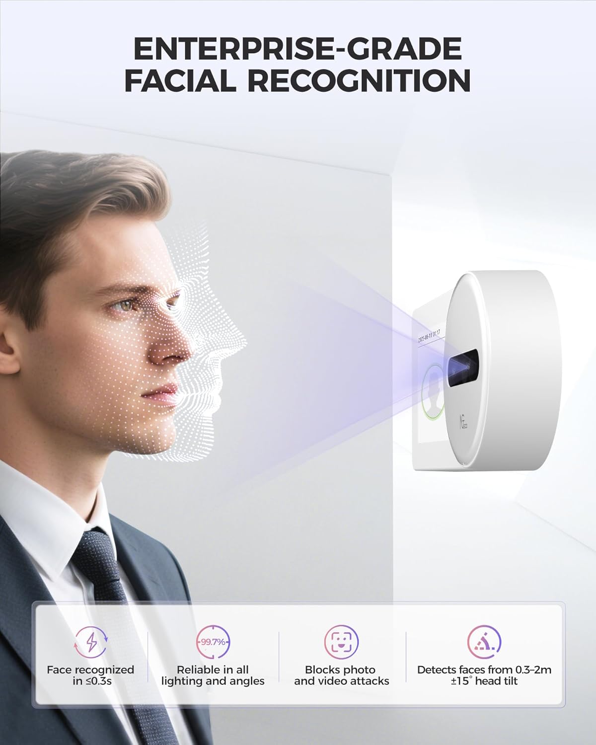 NGTeco Time Clock Cloud-Based, TC5 Face Recognition Remote Control Clock in and Out Machine with App