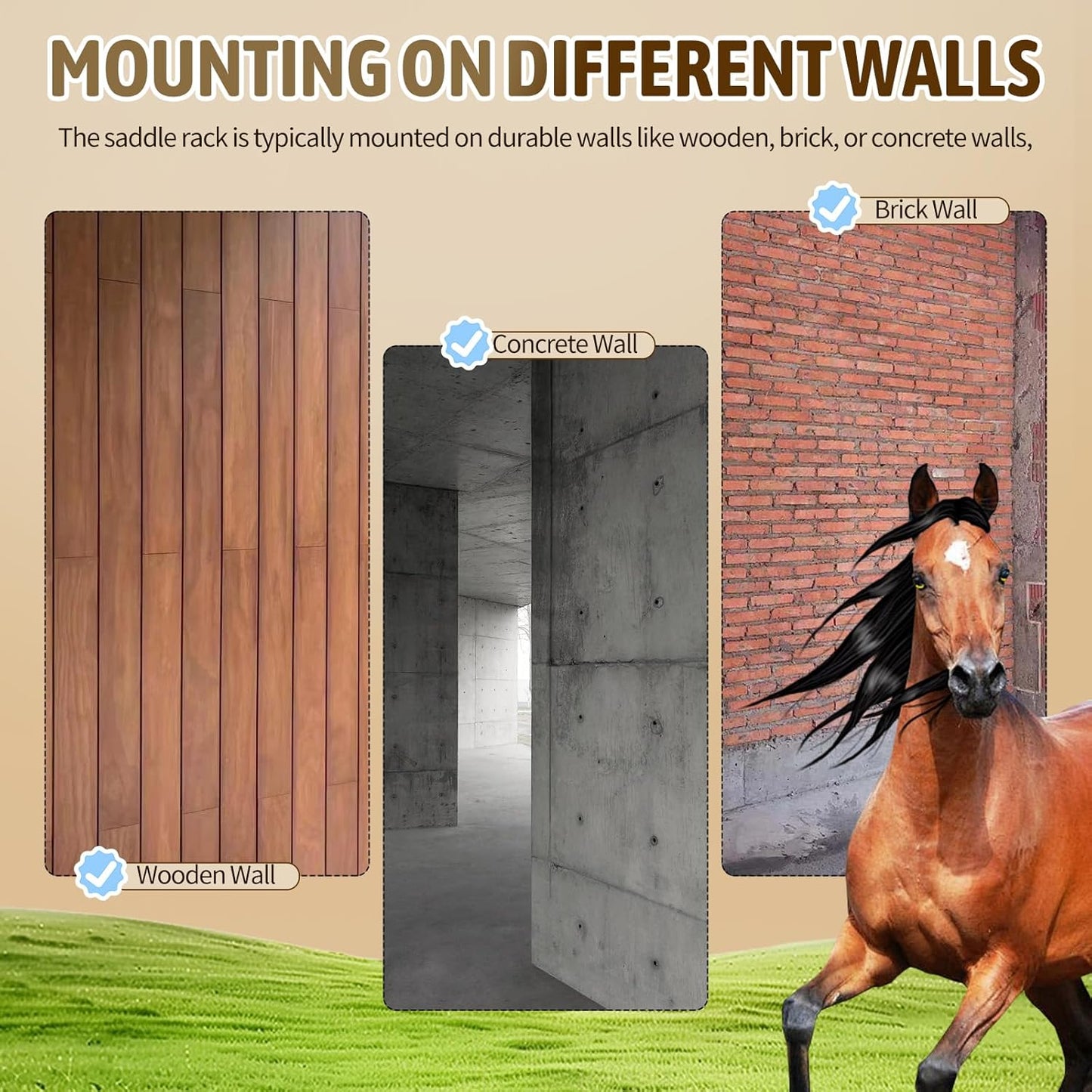 4 Tier Saddle Rack, Wall Mount for Western and English Saddle, Heavy Duty Steel Stand Supports to 300LB