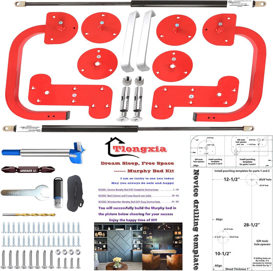 Tlongxia (Horizontal,Queen/Short Queen Create A Luxurious Bed Easy Murphy Bed Hardware Kit, Hover in Mid Air Hydraulic Rod Gas Spring System Folding