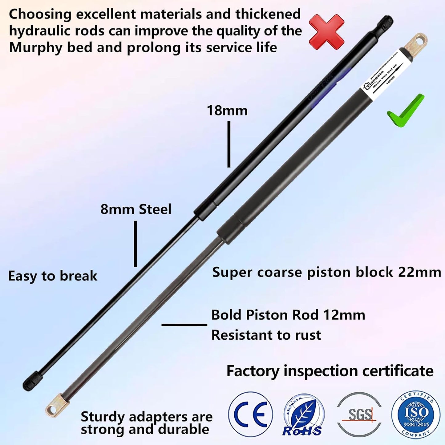 Tlongxia (Horizontal,Queen/Short Queen Create A Luxurious Bed Easy Murphy Bed Hardware Kit, Hover in Mid Air Hydraulic Rod Gas Spring System Folding