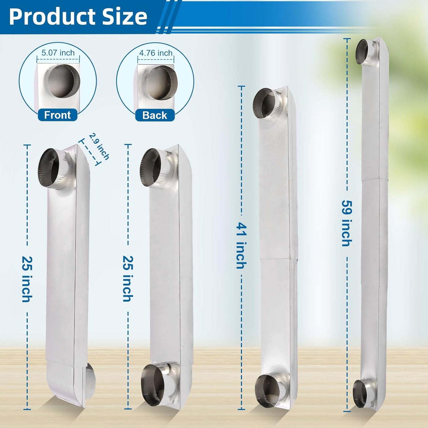 Stainless Steel Telescoping Dryer Vent Kit for Whirlpool OEM Adjustable Periscope Design 4-inch Dryer Flat Vent