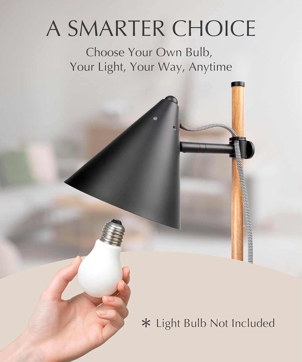 Black Desk Lamp, Adjustable, Industrial with Solid Base for Living Room, Bedside Table