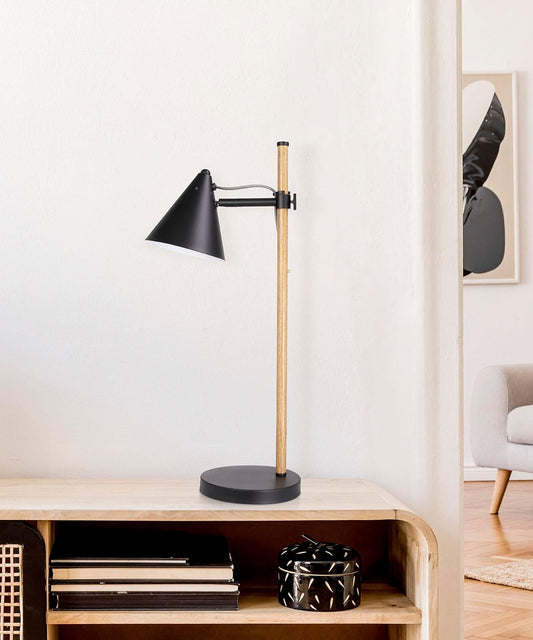 Black Desk Lamp, Adjustable, Industrial with Solid Base for Living Room, Bedside Table