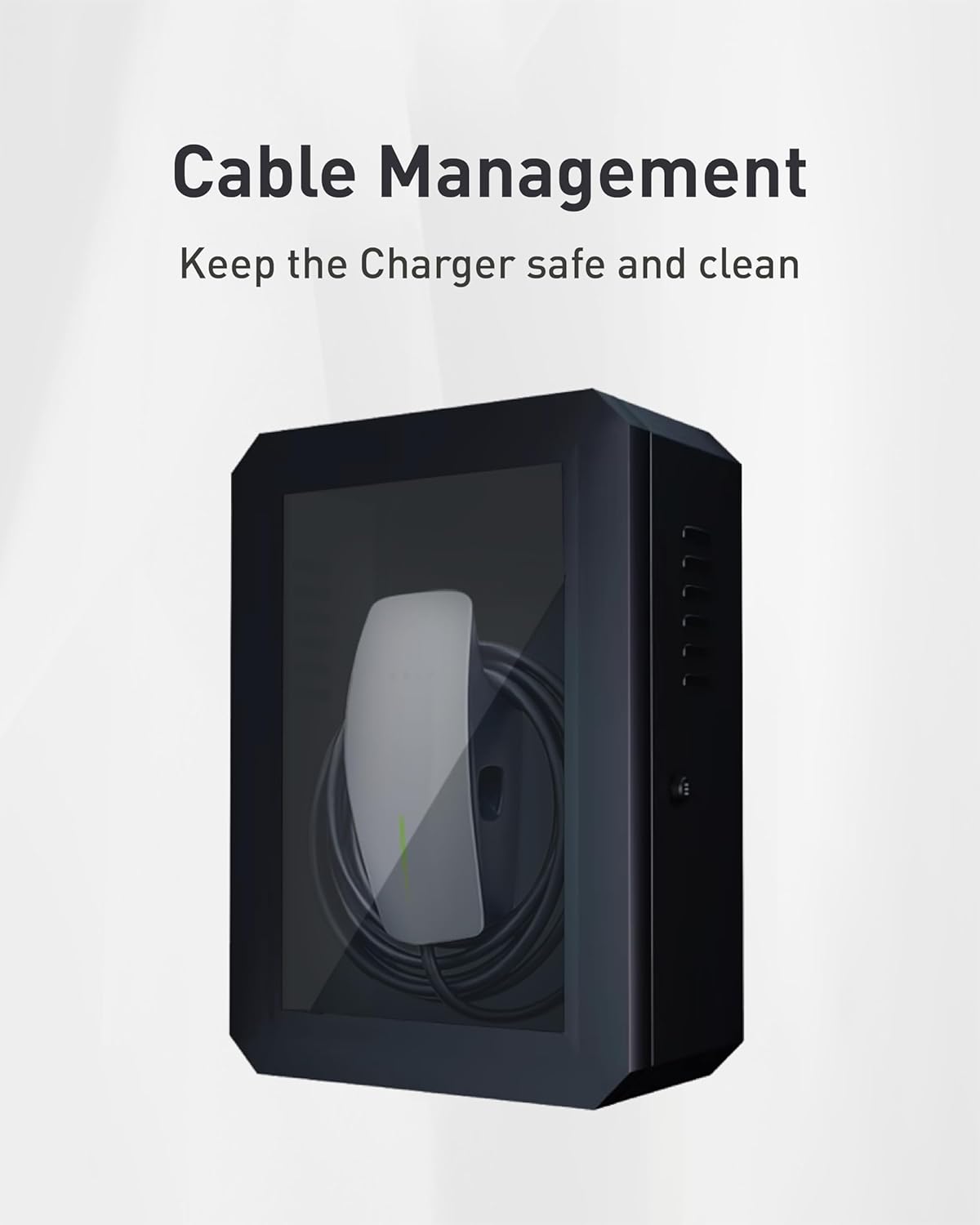 EV Charger Outdoor, Charger Station Box for Tesla Wall Charger Lock Box, Tempered Glass Front Panel