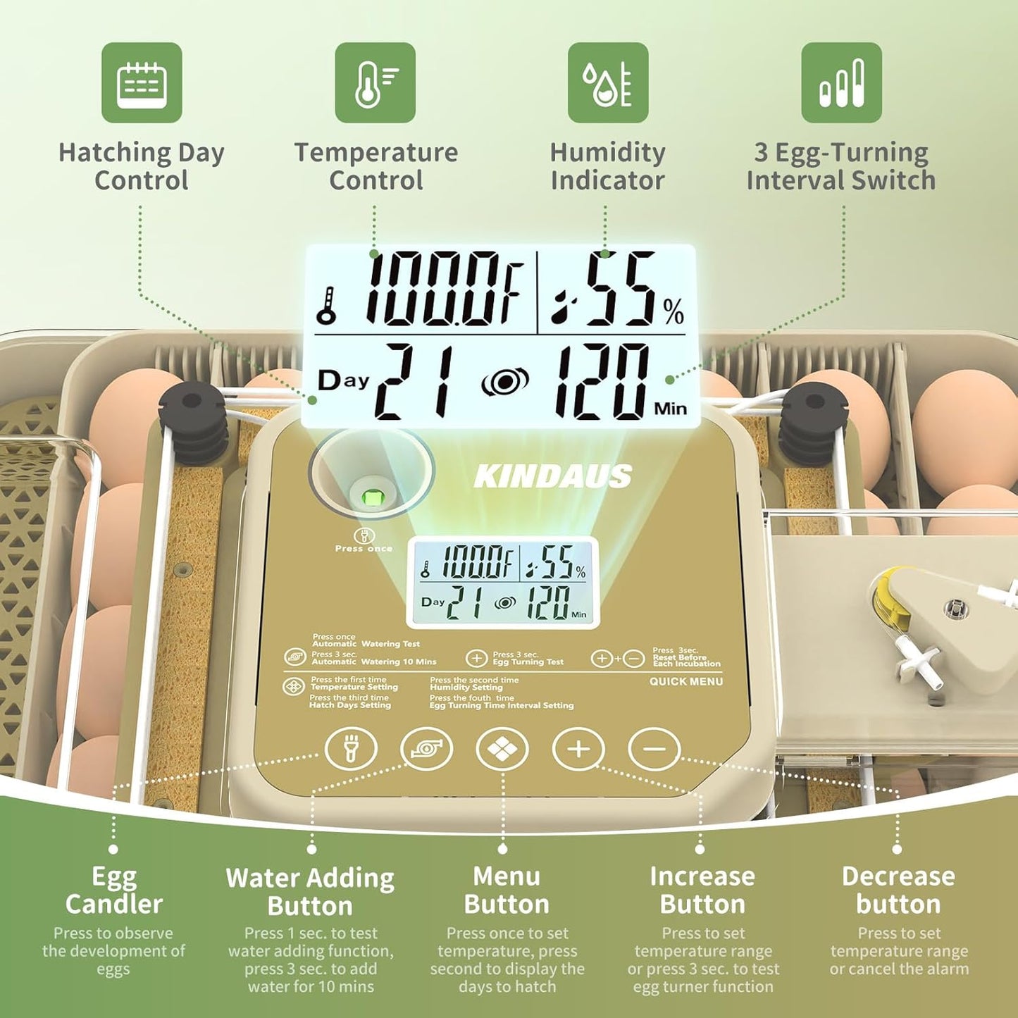 Egg Incubators for Hatching Eggs with Automatic Egg Turning and Humidity Control, Max 48 Eggs