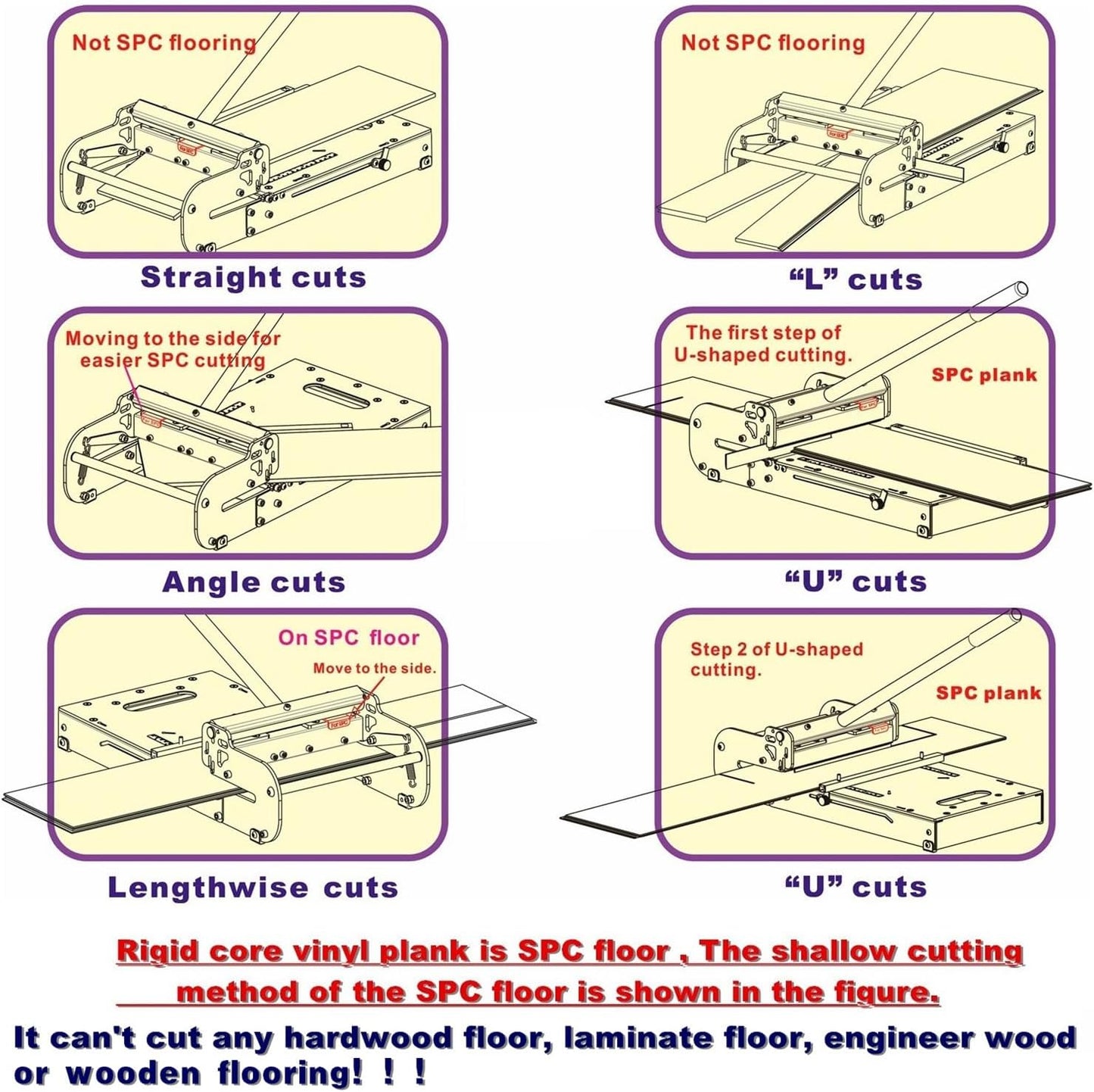 Vinyl Flooring Cutter NLVT-330; Cuts up to 9mm thick Pro SPC, LVP, LVT, WPC, RVP, VCT, PVC and Rigid Core Types