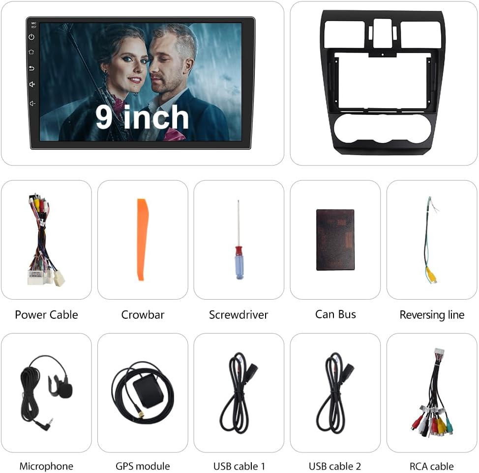 Car Radio Stereo Android 12 for Subaru Forester WRX Impreza 2013 2014 2015, 9 inch Touch Screen 2G+32G Head Unit with Carplay/An