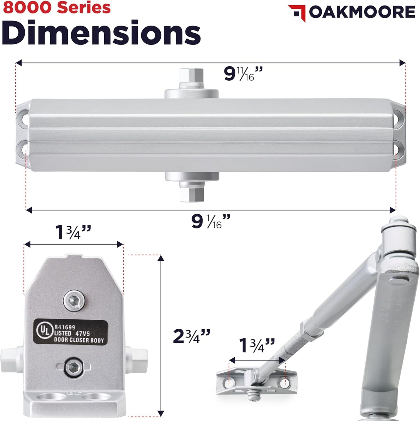 Commercial Heavy Duty Automatic Door Closer, ADA UL Grade 1 Listed Self Closing Door Hinges, Door Closers Commercial High Traffic, Aut