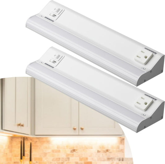 American Lighting 12-Inch LED Courant Undercabinet Light with One Receptacle, 5CCT, White Finish, 120V AC, 7.5W, 430 Lumens, CRI 90,