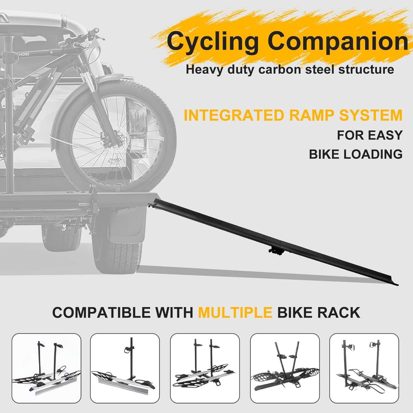 Heavy Duty Bike Rack Loading Ramp, Mopeds Ramps, Foldable E-Bike Ramp, Compatible with Various Vehicle-Mounted Bicycle Racks Suita