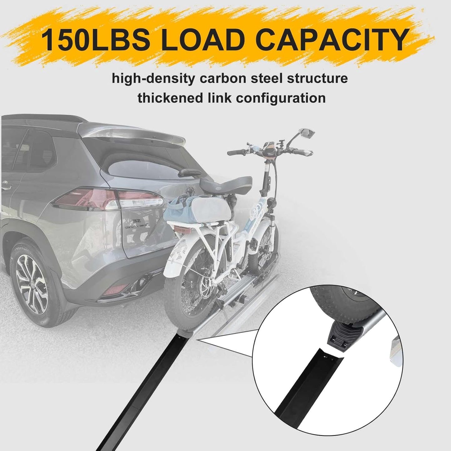 Heavy Duty Bike Rack Loading Ramp, Mopeds Ramps, Foldable E-Bike Ramp, Compatible with Various Vehicle-Mounted Bicycle Racks Suita