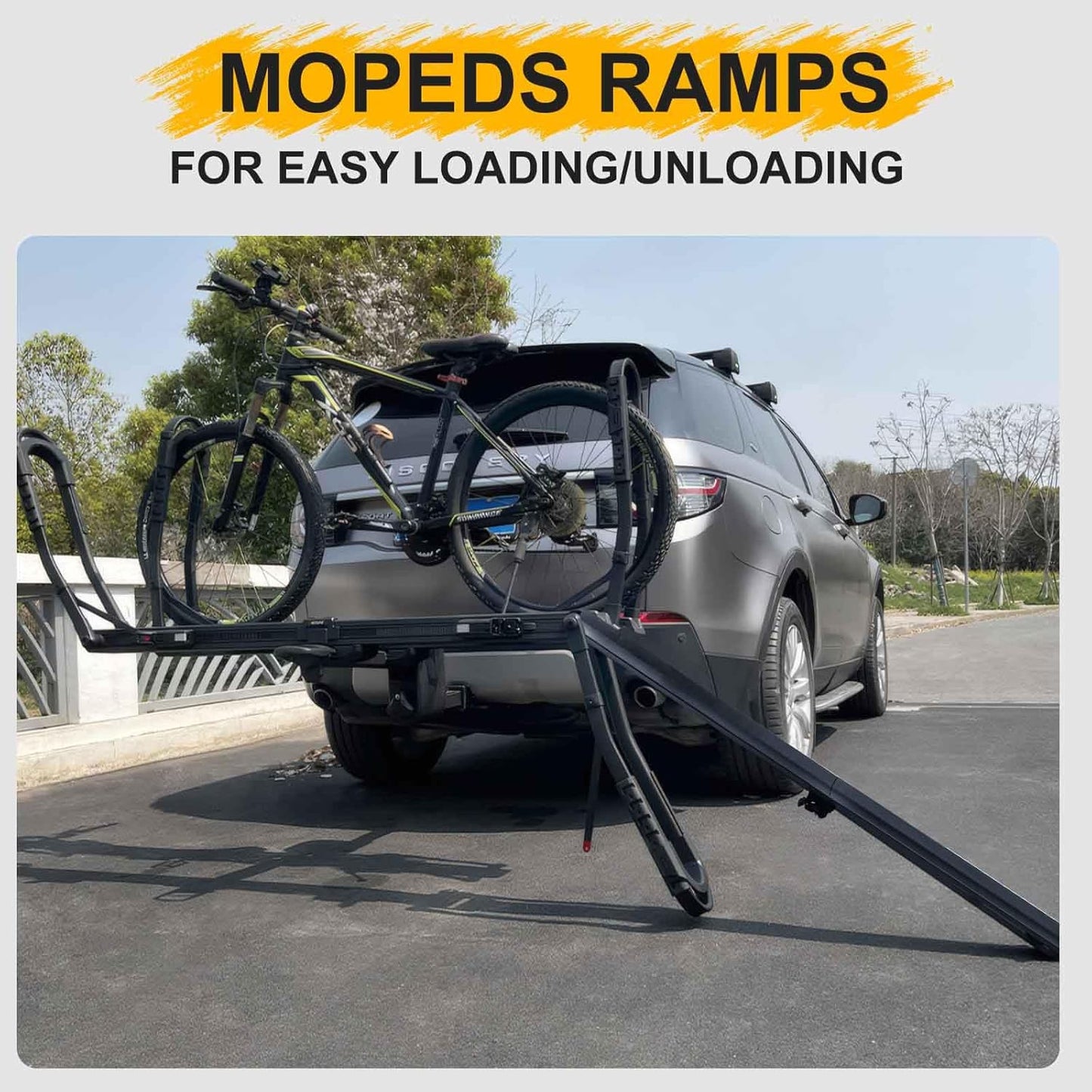 Heavy Duty Bike Rack Loading Ramp, Mopeds Ramps, Foldable E-Bike Ramp, Compatible with Various Vehicle-Mounted Bicycle Racks Suita