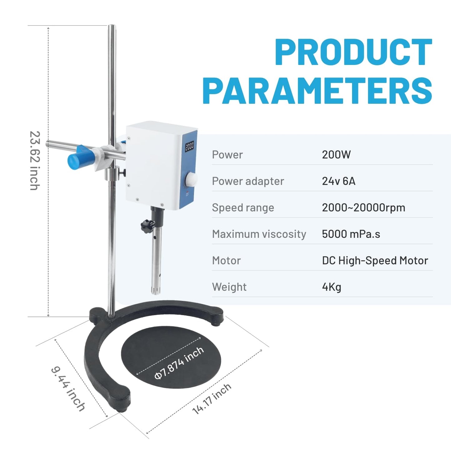 High Speed Homogenizer Lab Disperser Emulsifier,2000-20000rpm Digital High Shear Emulsion Mixer