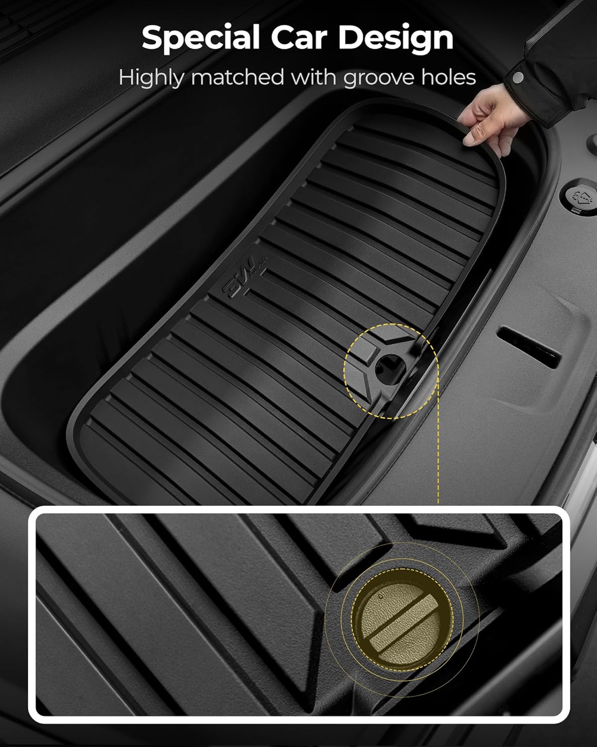 3W 2025 2026 Tesla Model Y Juniper Cargo Mat with Front & Rear Trunk Mats Cargo Liners Anti-Slip TPE All Weather Accessories Vigormold™ 1) Juniper Model Y|Cargo Mat Set
