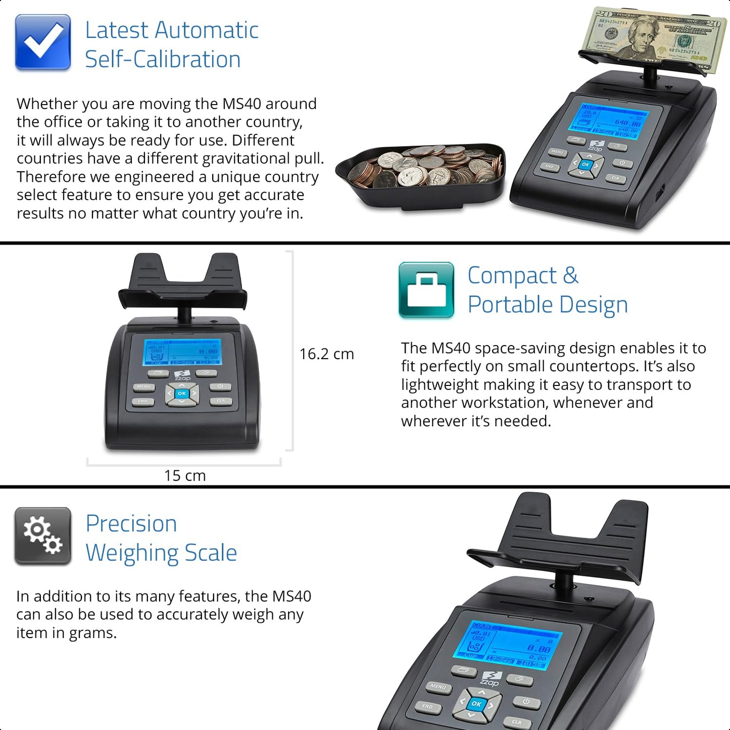 Bill and Coin Counting Scale - Money Cash Currency Weighing Machine