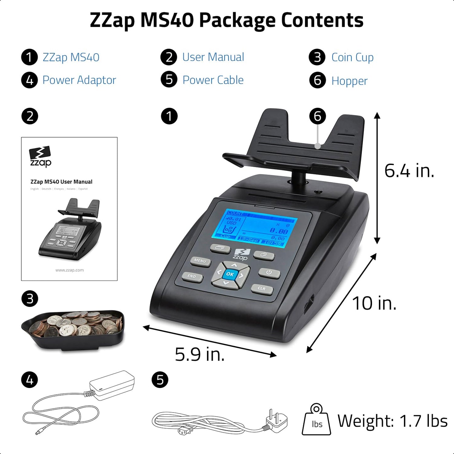 Bill and Coin Counting Scale - Money Cash Currency Weighing Machine