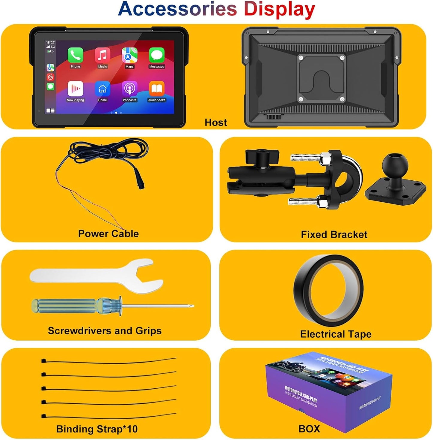 MT700 Wireless Motorcycle CarPlay/Android Auto, Waterproof GPS Navigation Touchscreen