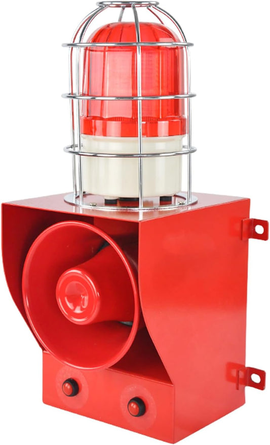 EOKHEOY Alarm Siren Waterproof Indoor/Outdoor Security Emergency Adjustable 130dB Loudest Sirens with Beacon Light Prot