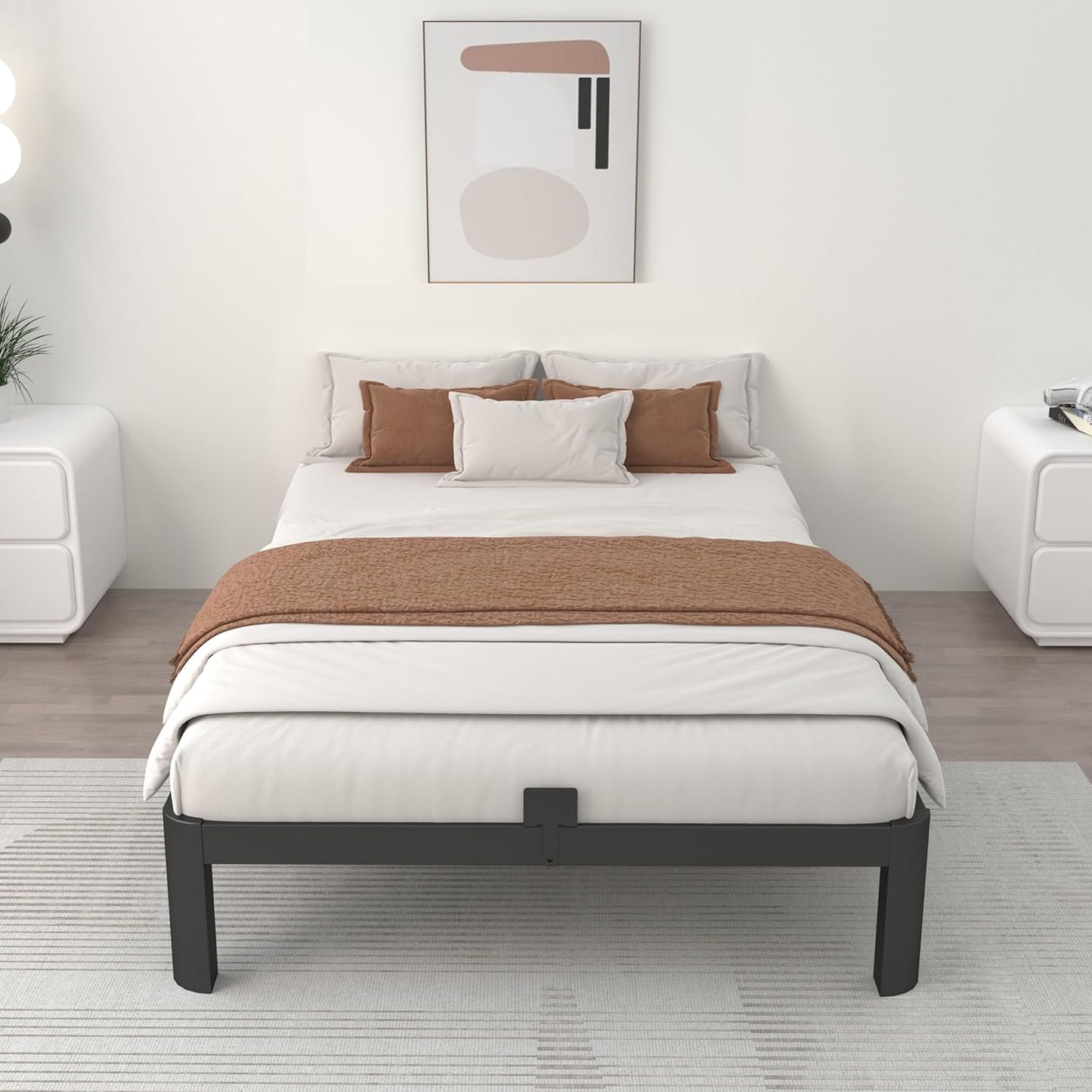 10 Inch Twin Size Bed Frames, Platform Bed with Metal Gaskets, Metal Bedframe No Box Spring Needed