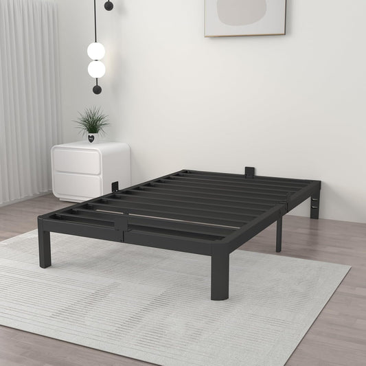 10 Inch Twin Size Bed Frames, Platform Bed with Metal Gaskets, Metal Bedframe No Box Spring Needed