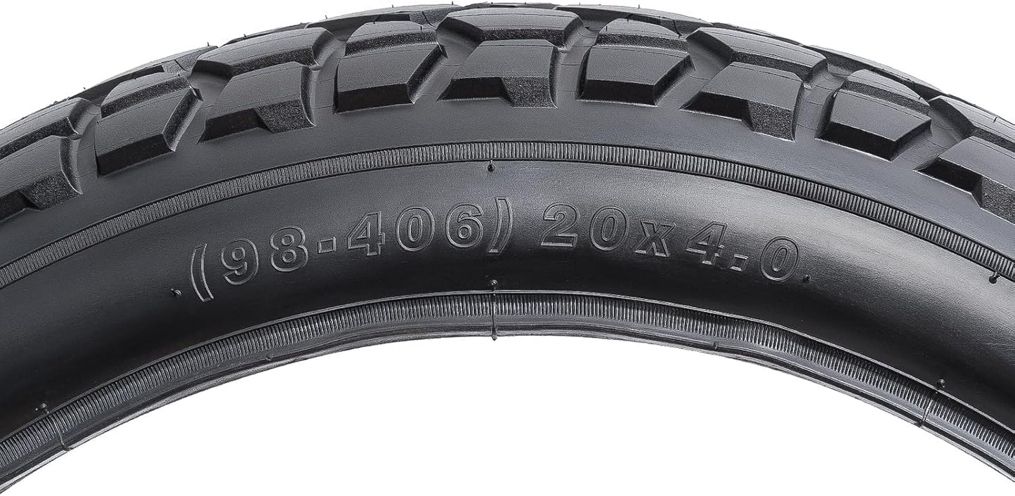 2-PCS 20' Heavy Duty Fat E-Bike Tires 20 x 4.0/98-406 Compatible with 20x4.0 20X4 E-Bike Bicycle Tires (Y-1327)