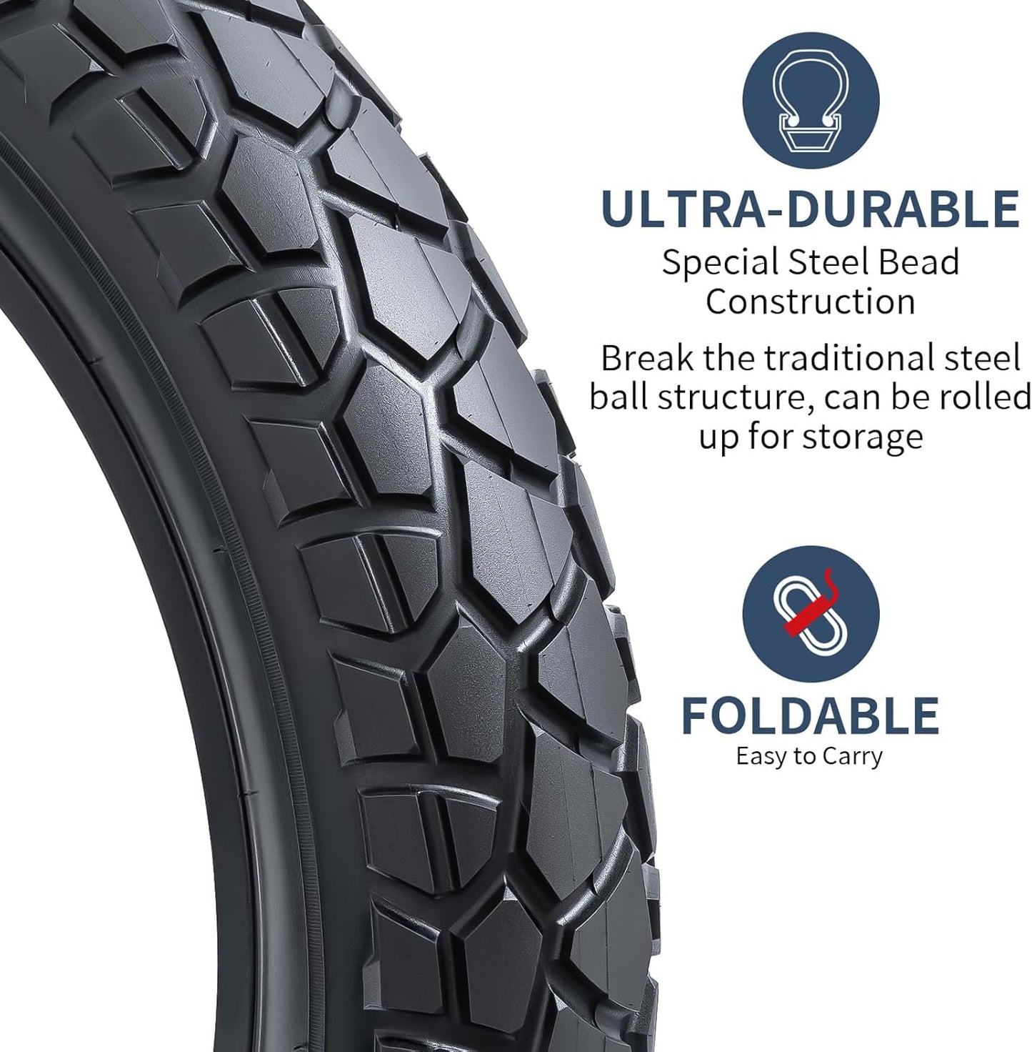 2-PCS 20' Heavy Duty Fat E-Bike Tires 20 x 4.0/98-406 Compatible with 20x4.0 20X4 E-Bike Bicycle Tires (Y-1327)