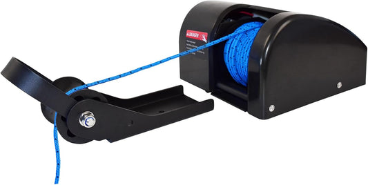 Electric Anchor Winch, 25 LBS Marine Windlass, 12V with Remote Control, 100ft Rope, Easy to Operate, Black
