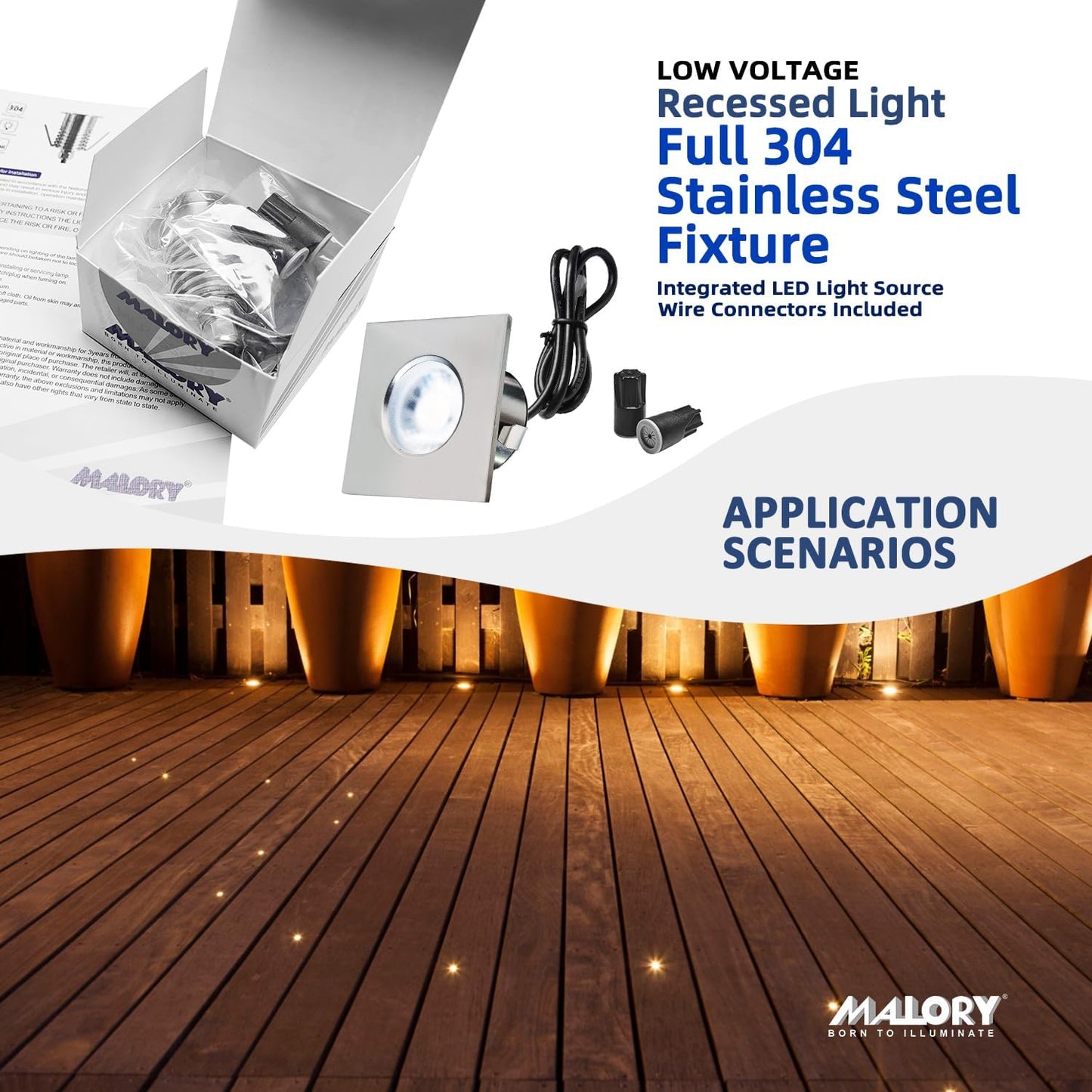 Recessed LED Deck Light, 4W 12V Low Voltage Landscape Lighting, Outdoor Step Stair Lights