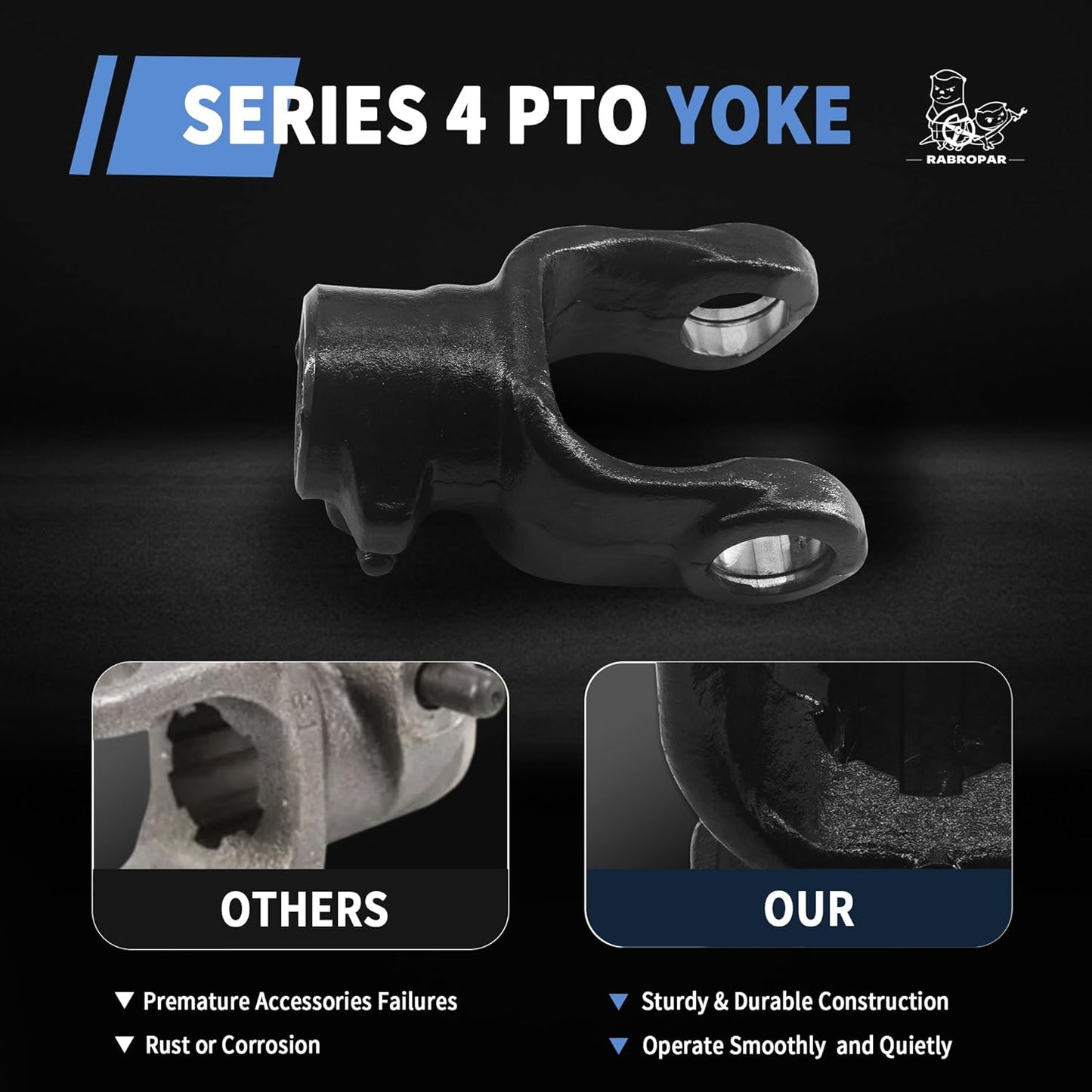 Tractor End Yoke 4 Series 1-3/8', 6 Spline with Quick Disconnect Push Button