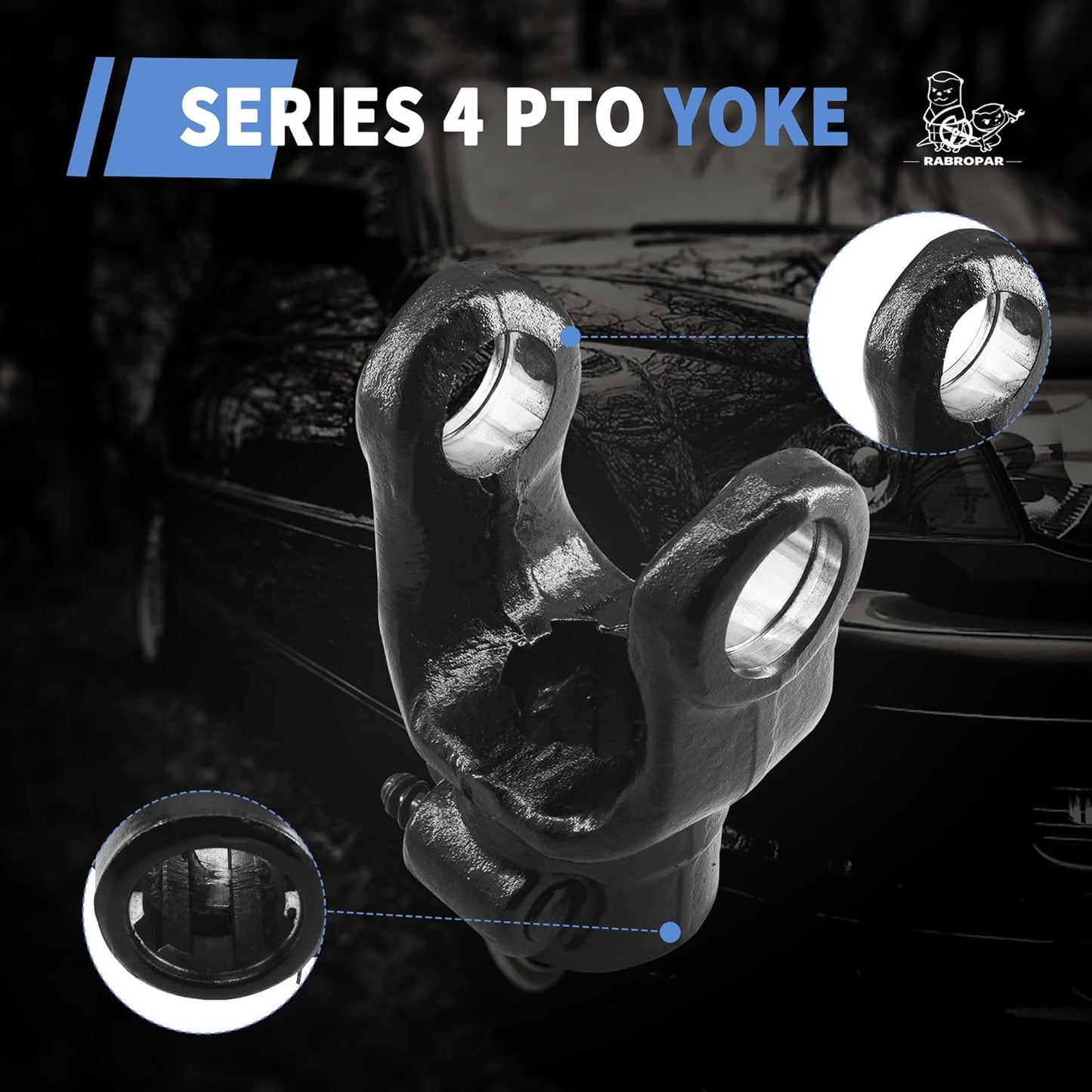 Tractor End Yoke 4 Series 1-3/8', 6 Spline with Quick Disconnect Push Button