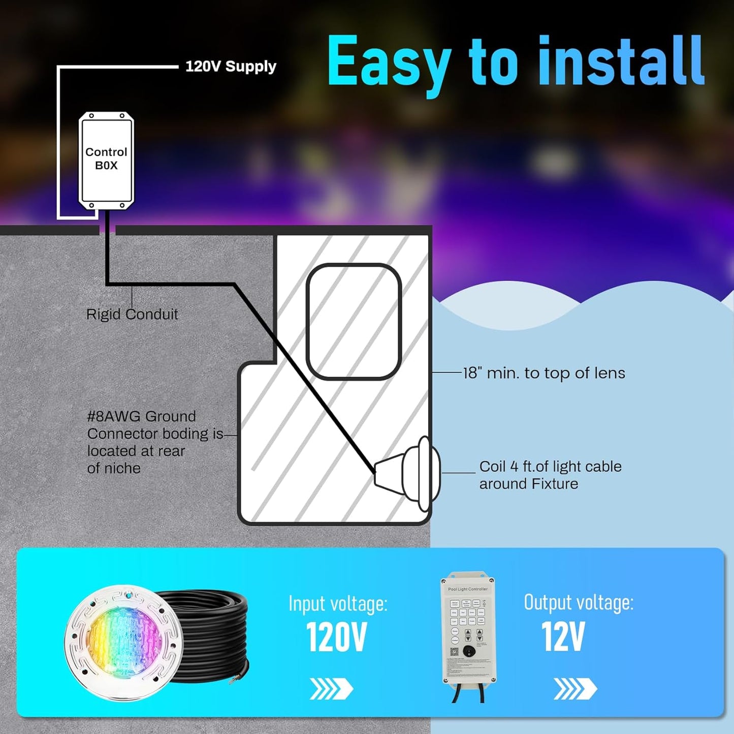 CAtArt 6 Inch Spa Light for Inground Pool, Color Changing LED Inground Spa Lights with Controller Remote