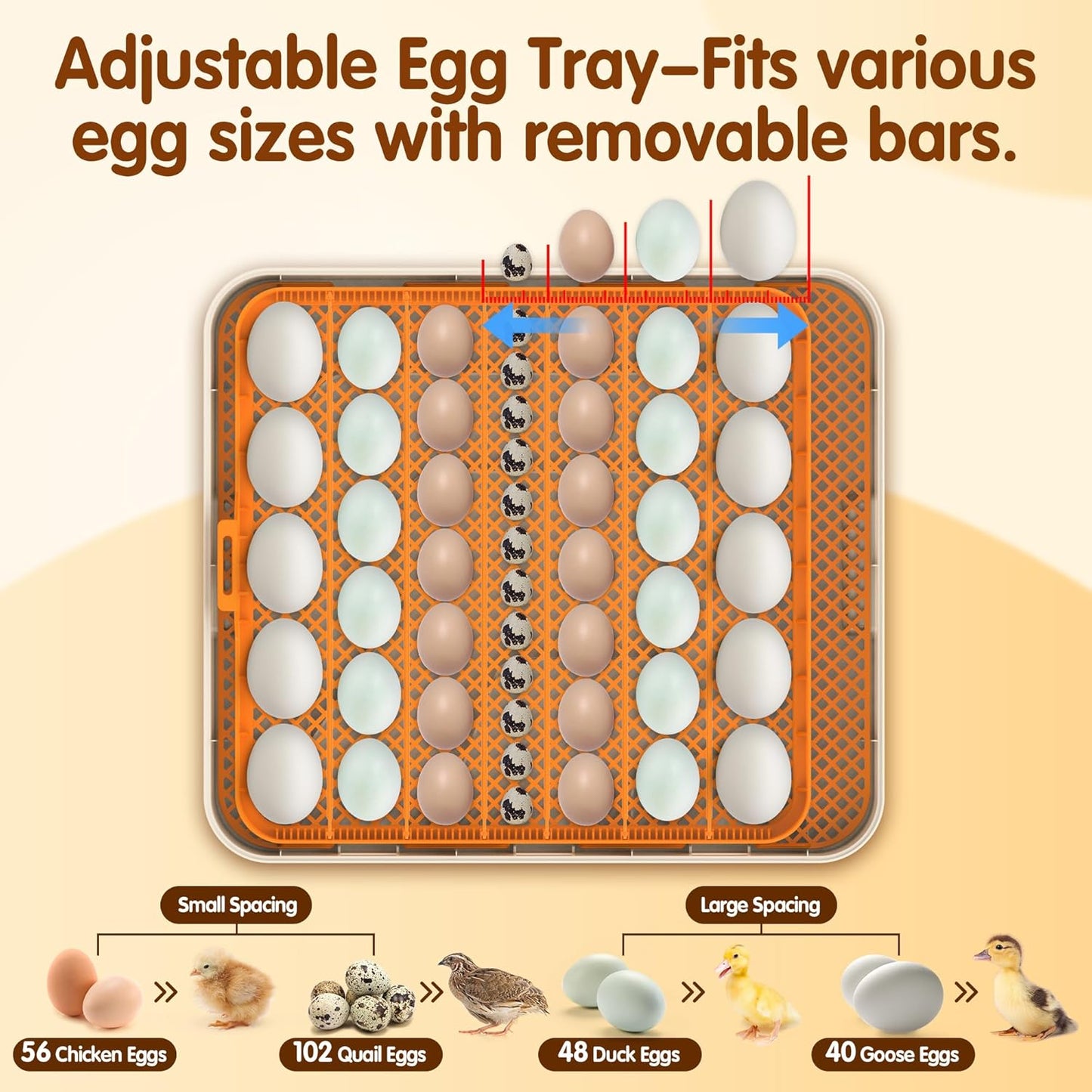 56 Eggs Incubators for Hatching Eggs - Automatic Egg Turner with Temperature and Humidity Control, Egg Candler
