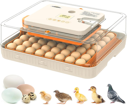 56 Eggs Incubators for Hatching Eggs - Automatic Egg Turner with Temperature and Humidity Control, Egg Candler