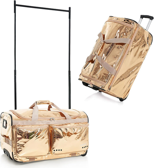 Dance Competition Duffle Bag with Garment Rack, Prism-Glowing Collection, Waterproof Iridescent Fabric