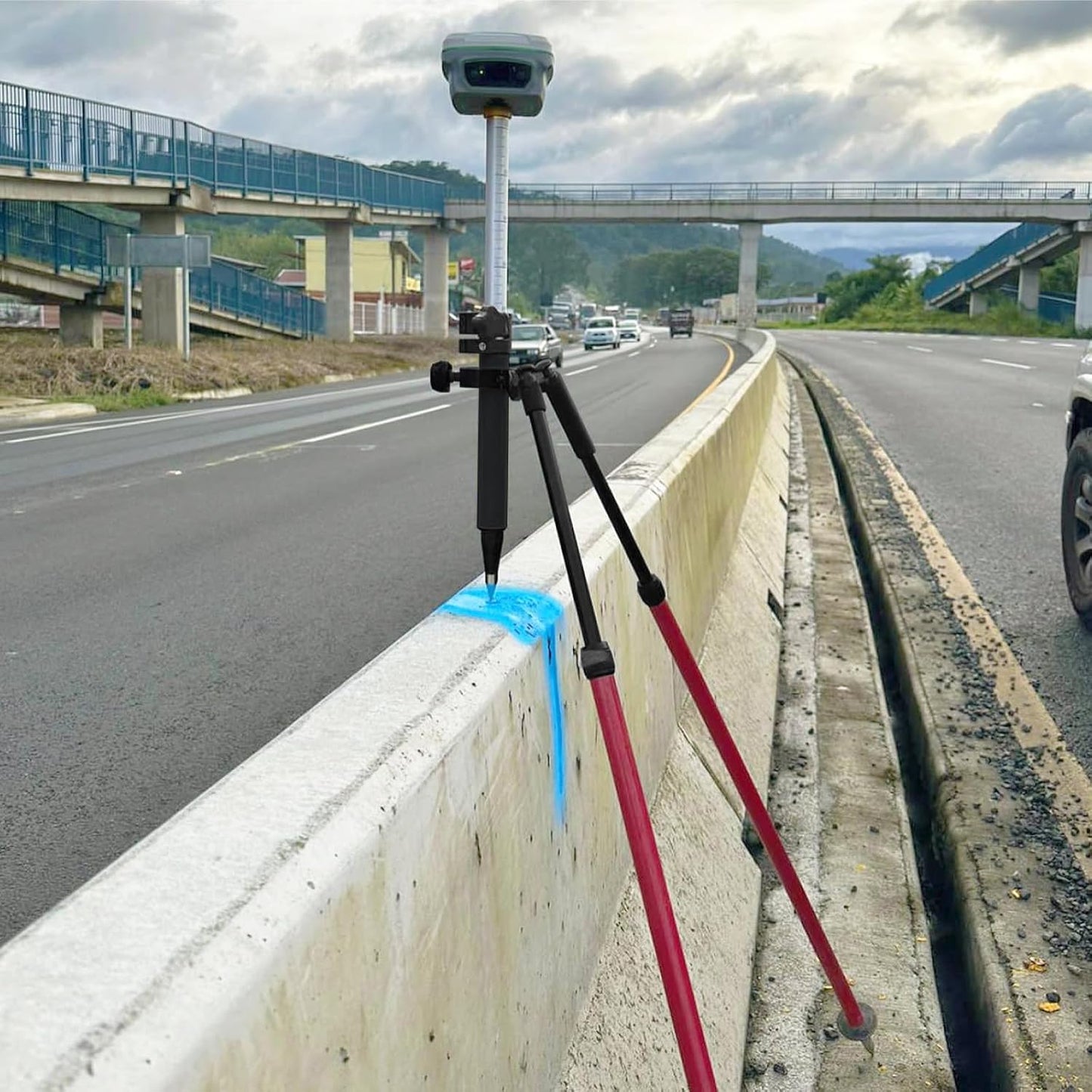 Aluminum Bipod, Adjustable Height, 5.9FT/1.8M Extended Length, Surveying Bipod for Prism Poles