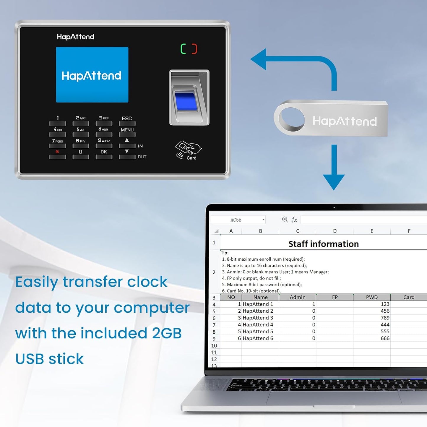 Fingerprint Time Clocks for Employees, Small Business Automatic Calculate Hours