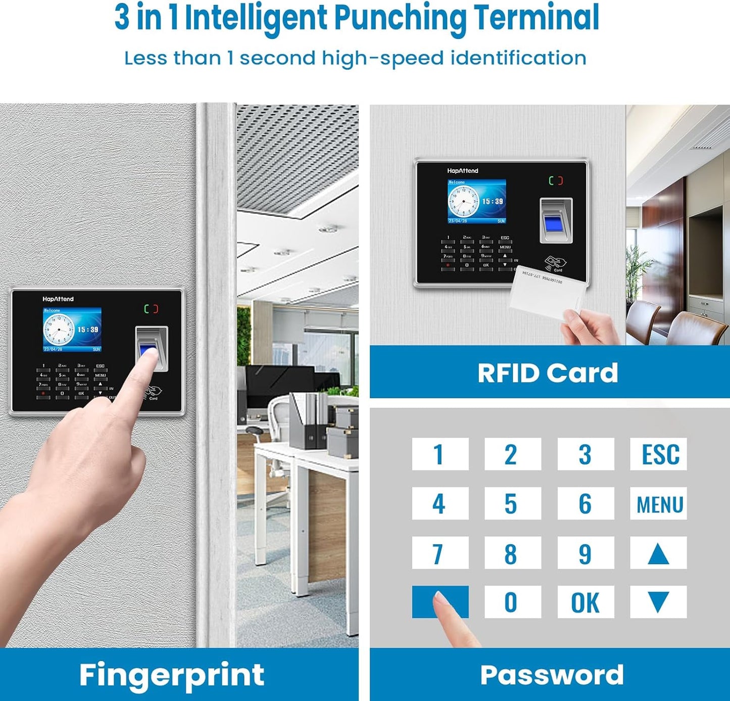 Fingerprint Time Clocks for Employees, Small Business Automatic Calculate Hours