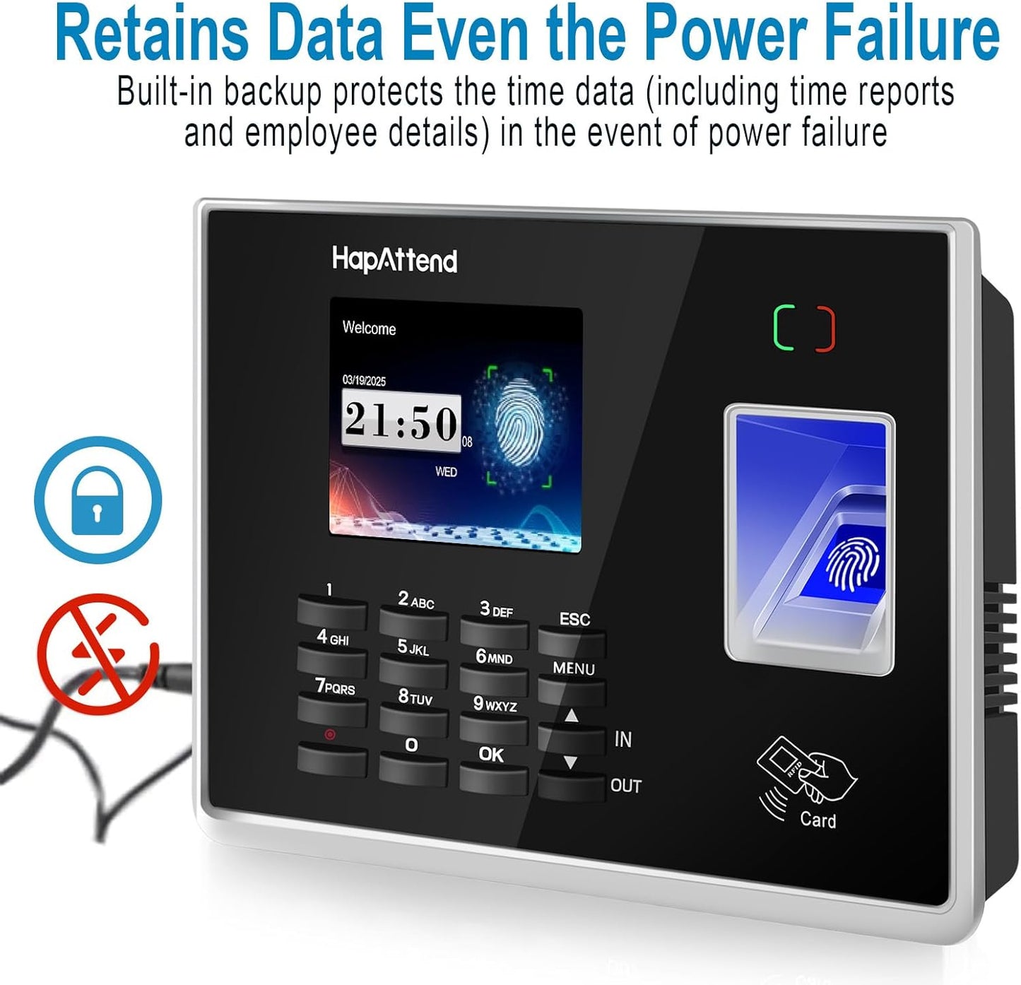 Fingerprint Time Clocks for Employees, Small Business Automatic Calculate Hours