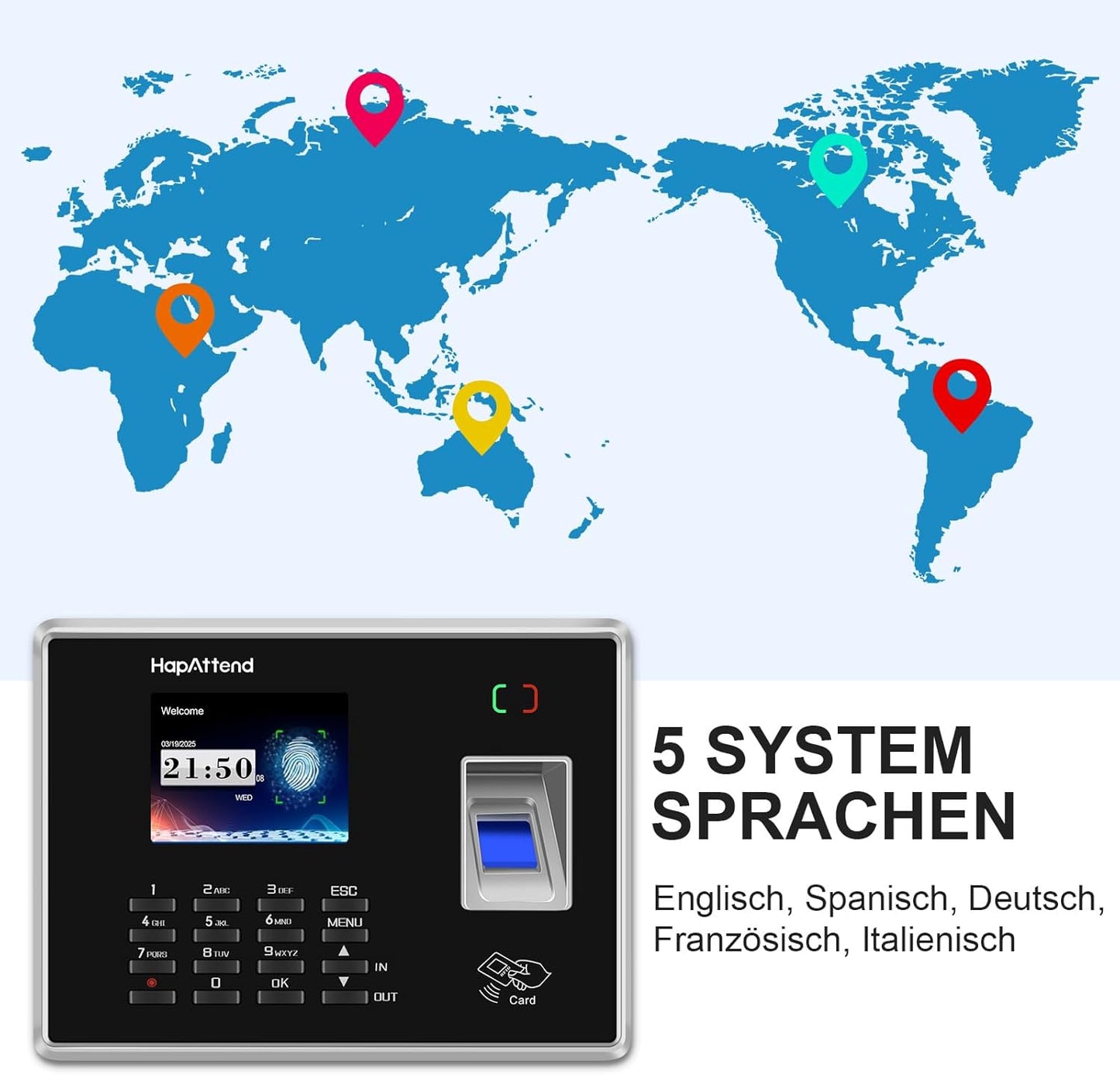 Fingerprint Time Clocks for Employees, Small Business Automatic Calculate Hours