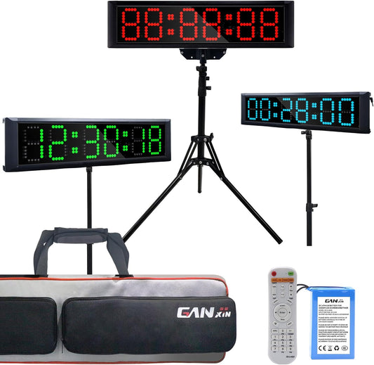 RGB LED Race Clock with Tripod, Bag, Battery, Suitable for Running Events, Football