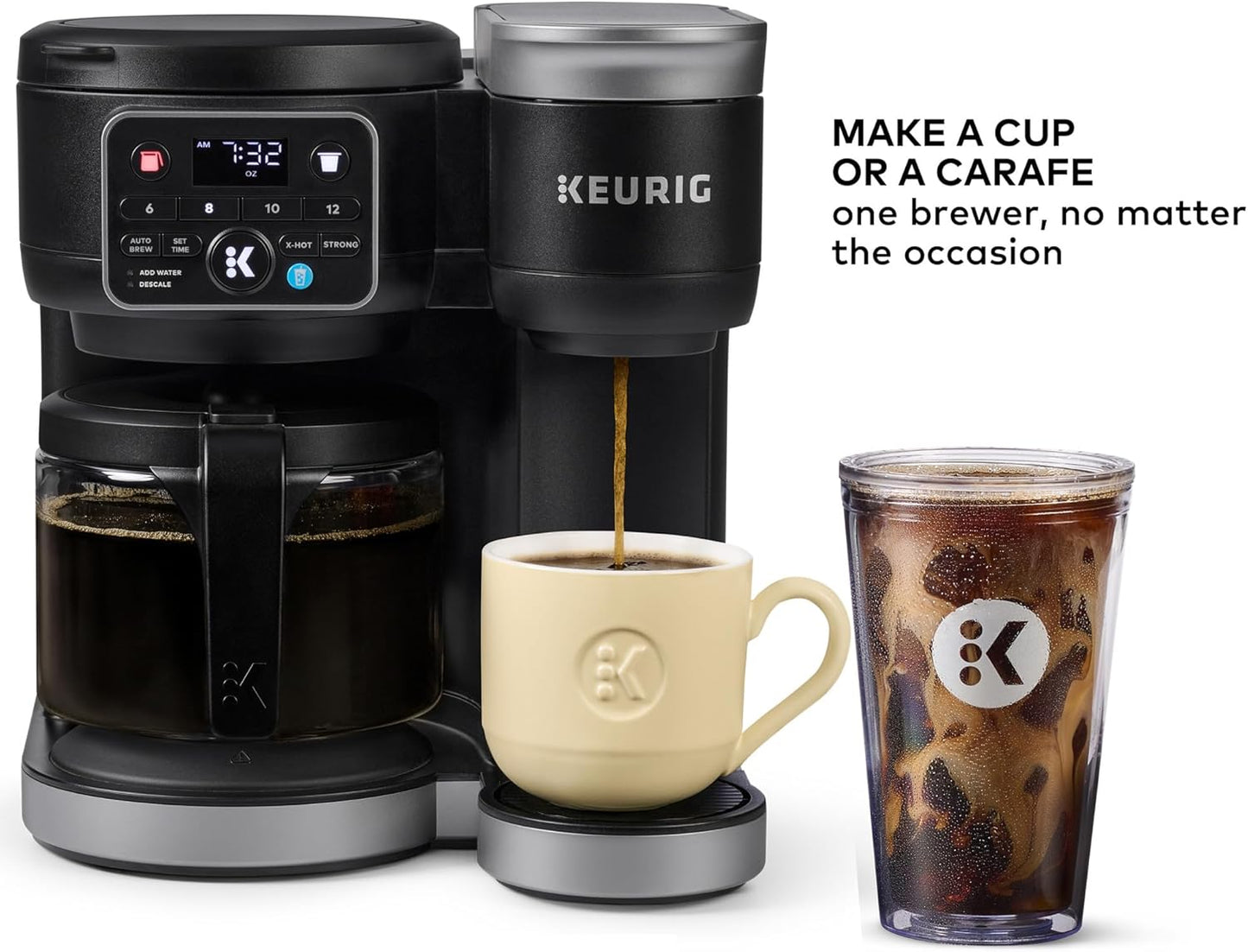 Keurig K-Duo Hot & Iced Single Serve & Carafe Coffee Maker, MultiStream Technology, 72oz Reservoir K5600