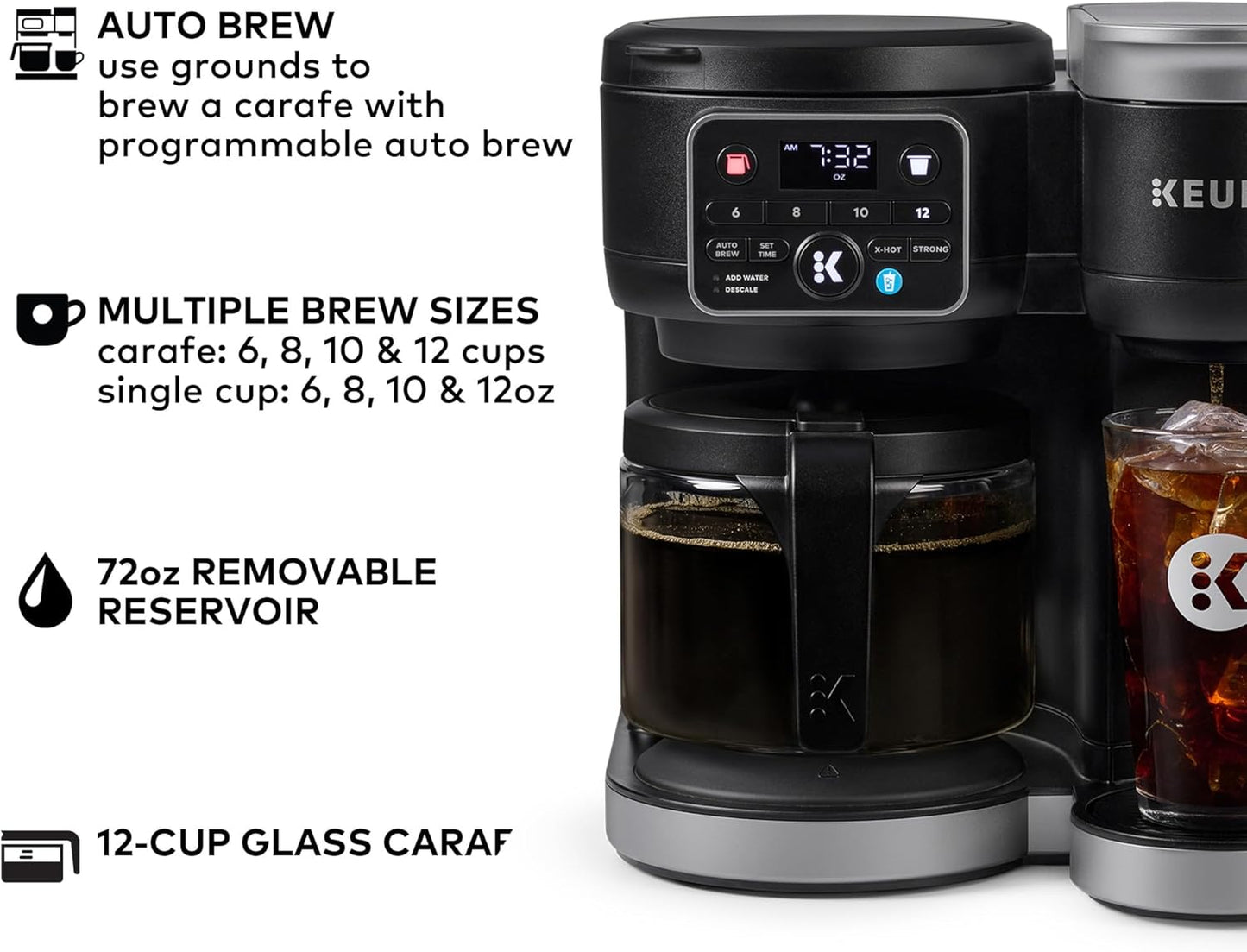 Keurig K-Duo Hot & Iced Single Serve & Carafe Coffee Maker, MultiStream Technology, 72oz Reservoir K5600