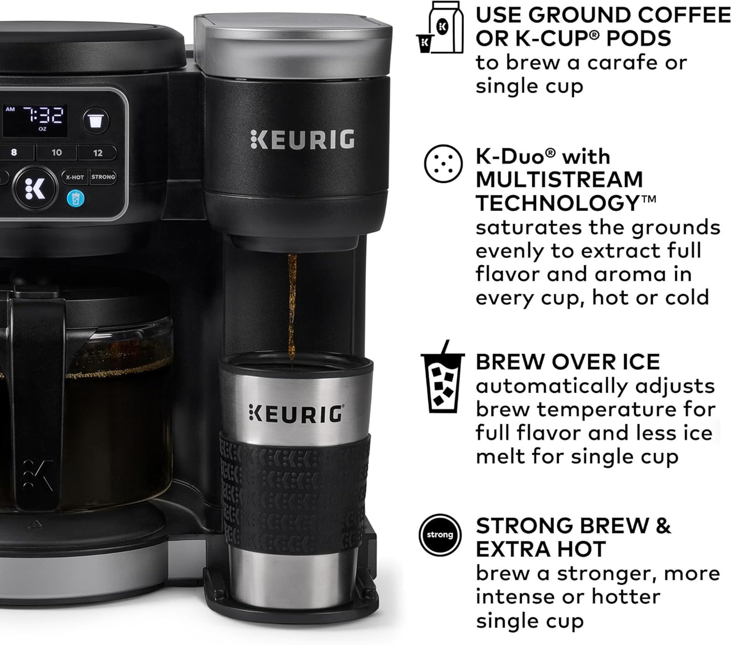 Keurig K-Duo Hot & Iced Single Serve & Carafe Coffee Maker, MultiStream Technology, 72oz Reservoir K5600