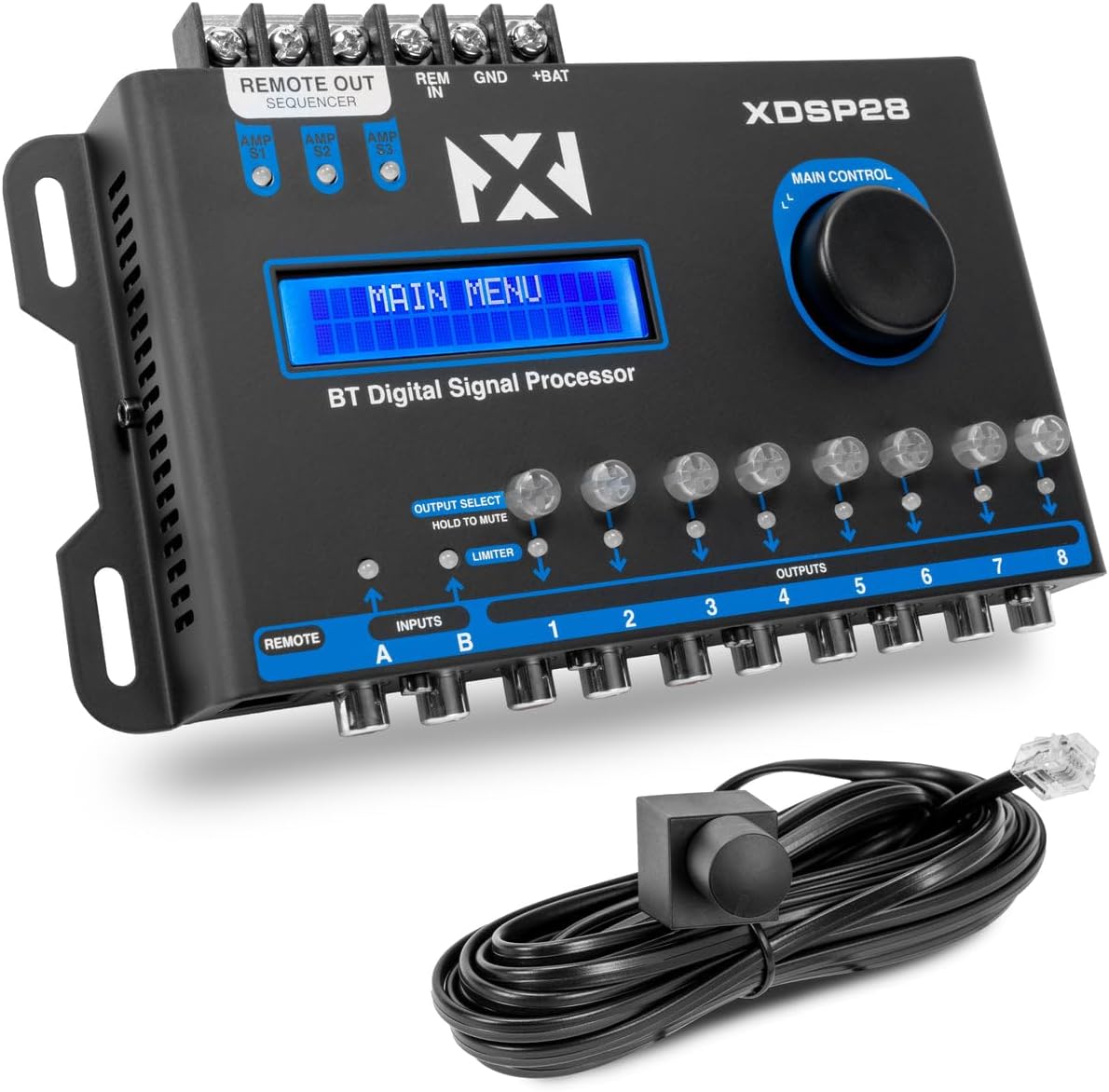 8-Channel X-Series 15 Band Parametric EQ Digital Signal Processor with LCD Display, Bluetooth and Remote