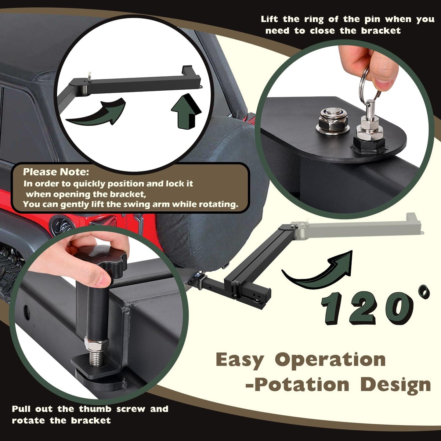 Swing Away Bike Rack Hitch Mount Extension 2' Receiver, Heavy Duty Bicycle Rack Swing Away Hitch Mount