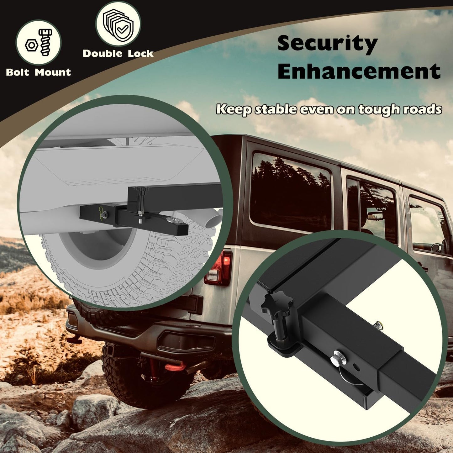 Swing Away Bike Rack Hitch Mount Extension 2' Receiver, Heavy Duty Bicycle Rack Swing Away Hitch Mount