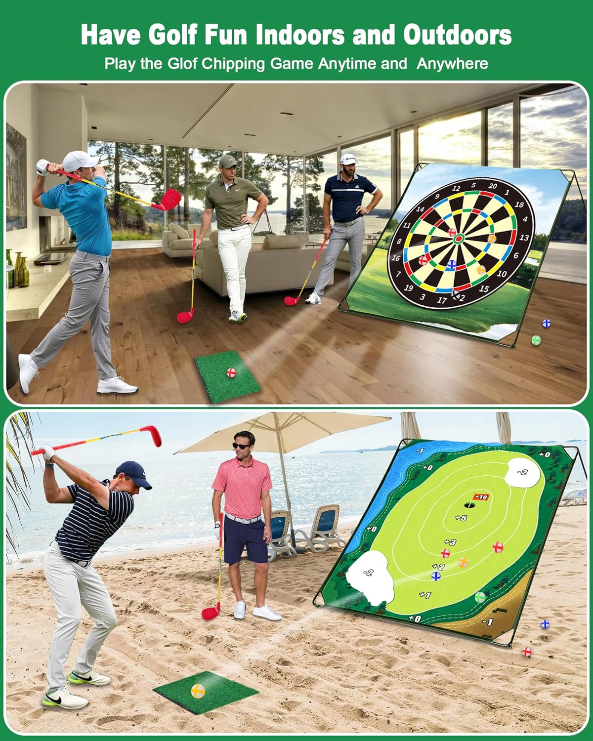 HOTWIND Golf Chipping Game Set with Double-Sided Chipping Mat and Sticky Balls Perfect Golf Trainer