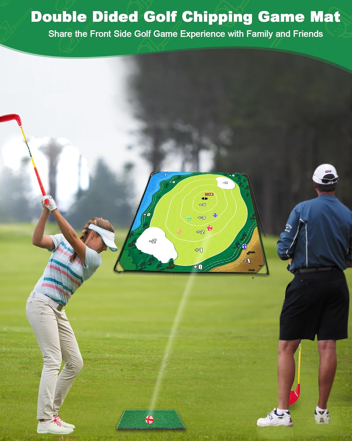 HOTWIND Golf Chipping Game Set with Double-Sided Chipping Mat and Sticky Balls Perfect Golf Trainer