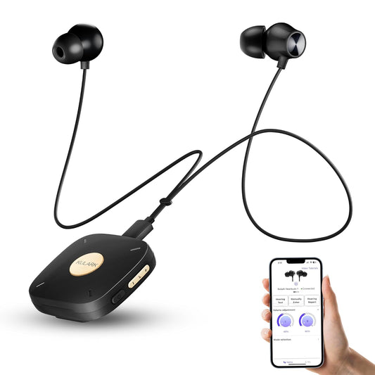 Clip-On Hearing Aid for Seniors with Bluetooth App Control, Noise Reduction Hearing Aids
