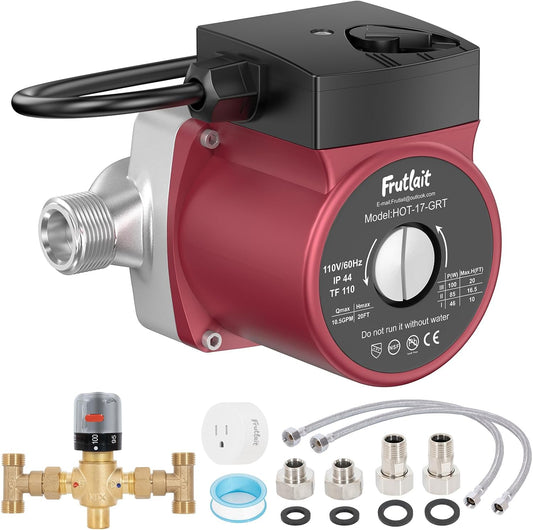 Hot Water Recirculating Pump Kit for Tank Water Heaters, 3-Speed Pump, Thermostatic Bypass Valve, WiFi Smart Plug